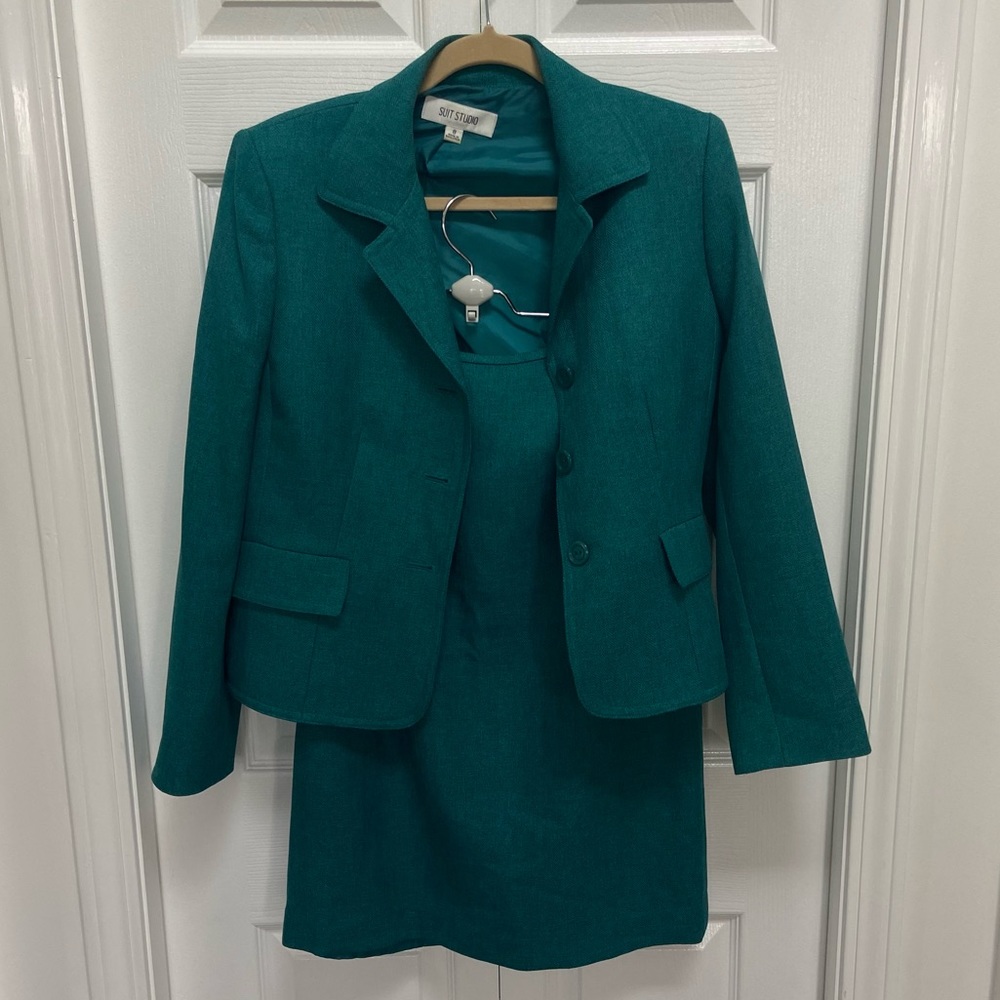 Turquoise Suit Studio Skirt and Blazer